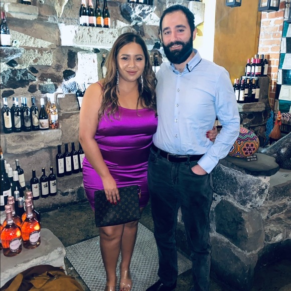 Hot Pink Satin dress - Picture 2 of 5